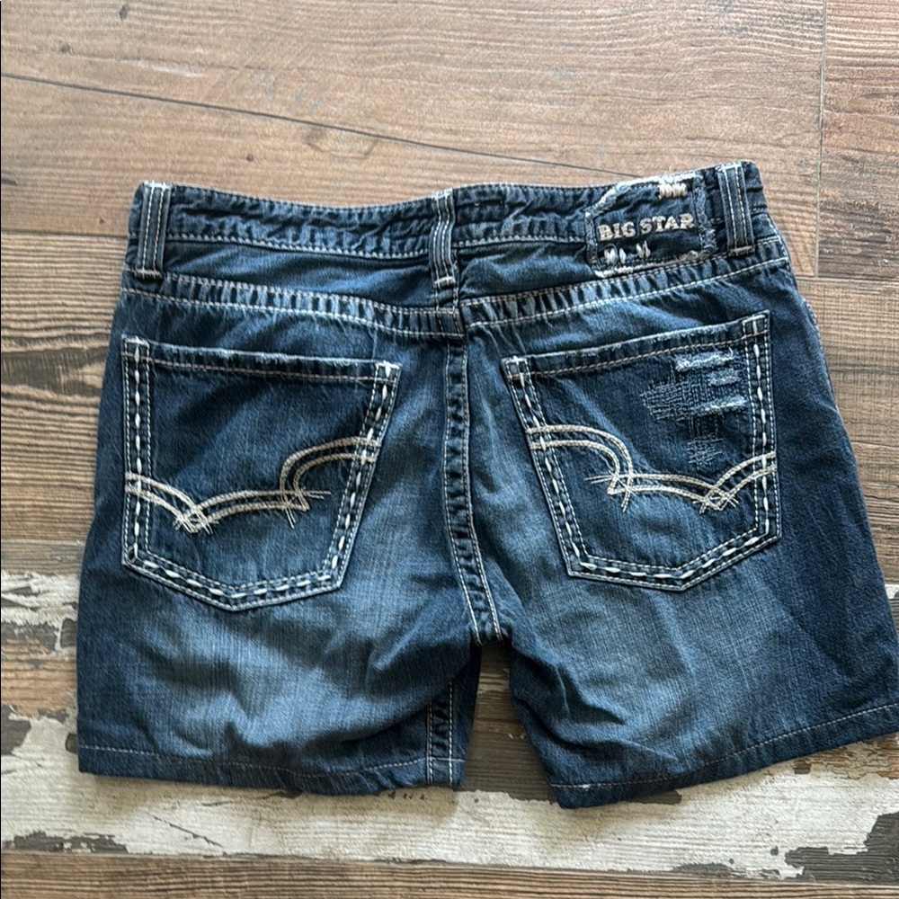 Big Star Blue Denim Shorts with Embroidery